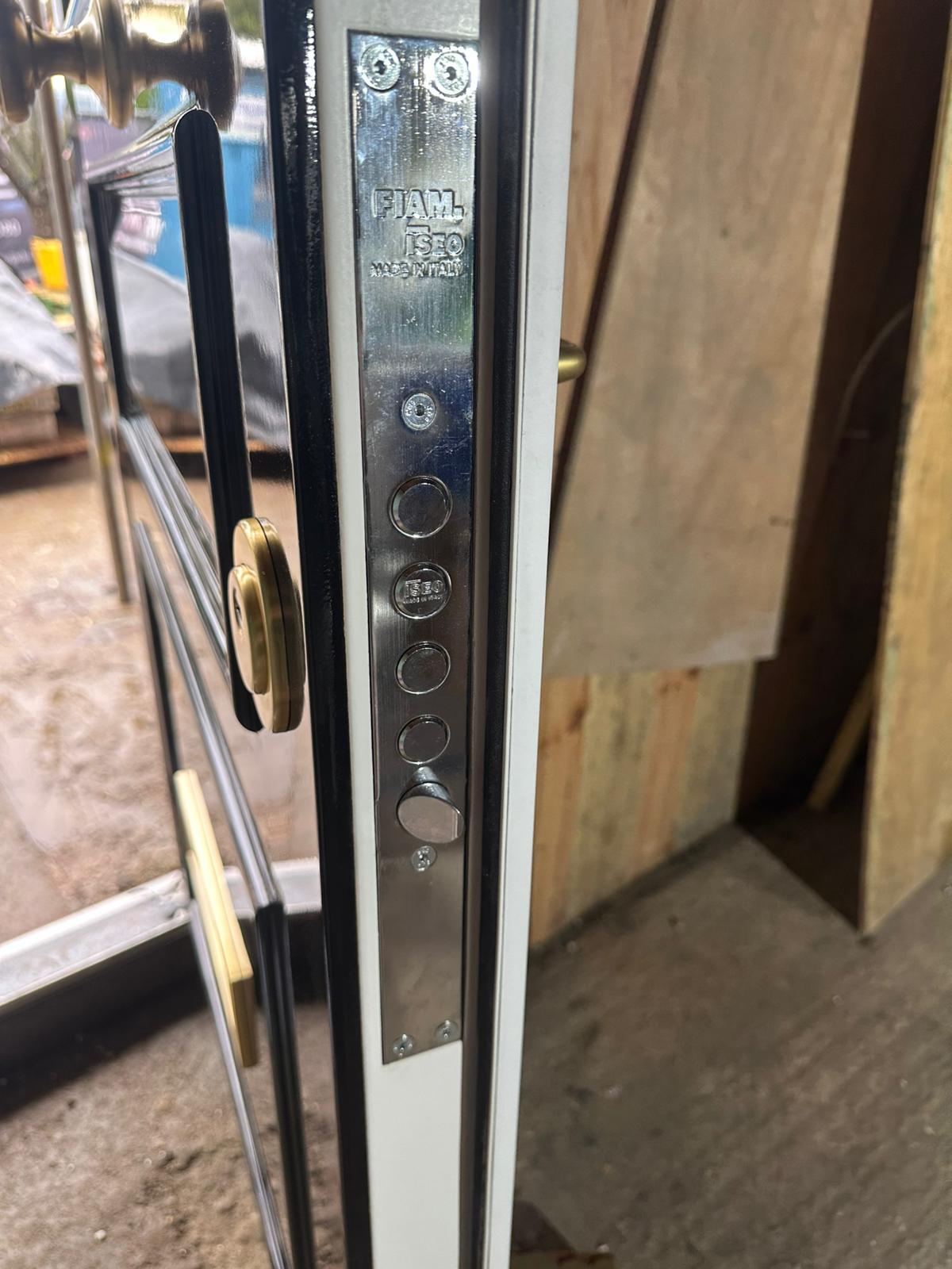Close-up of door and window hardware on an Essex installation — project 1